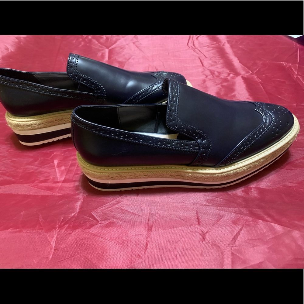 ZARA Navy Platform Espadrilles Slip On Loafers